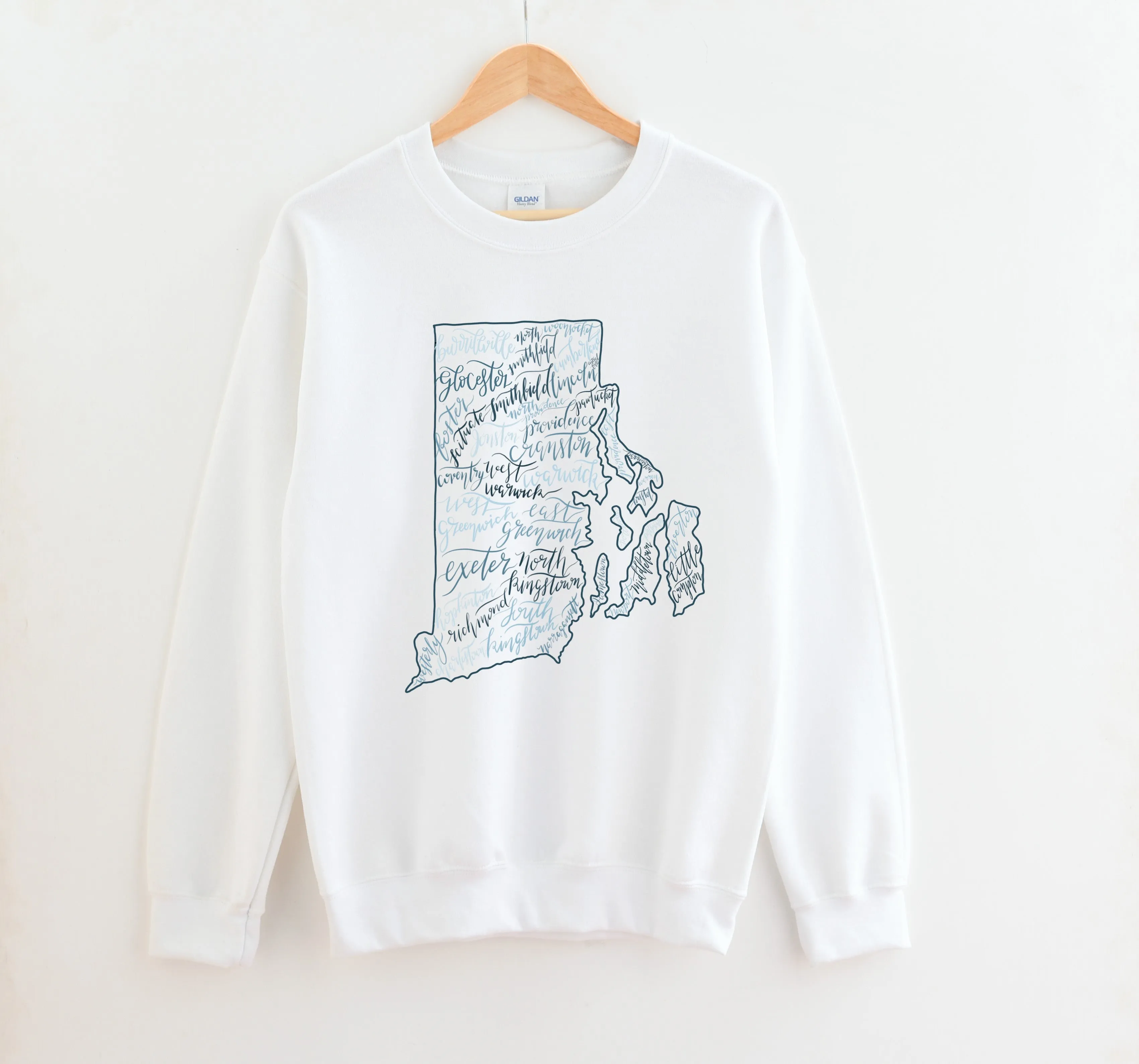 RI Map Crewneck Sweatshirt sold by Detailed Threads Boutique