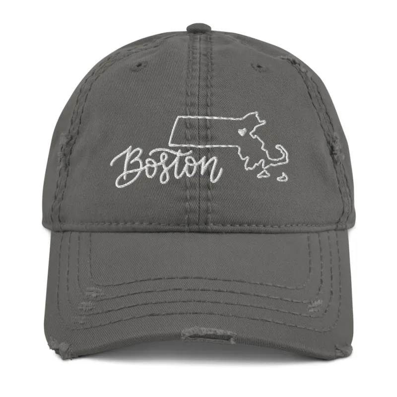 Boston Distressed Hat sold by Detailed Threads Boutique