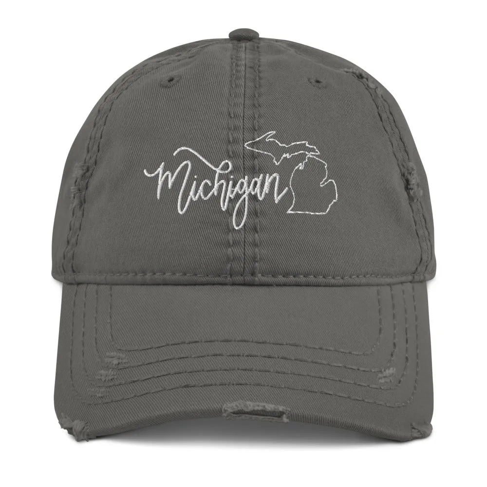 Michigan Distressed Hat sold by Detailed Threads Boutique