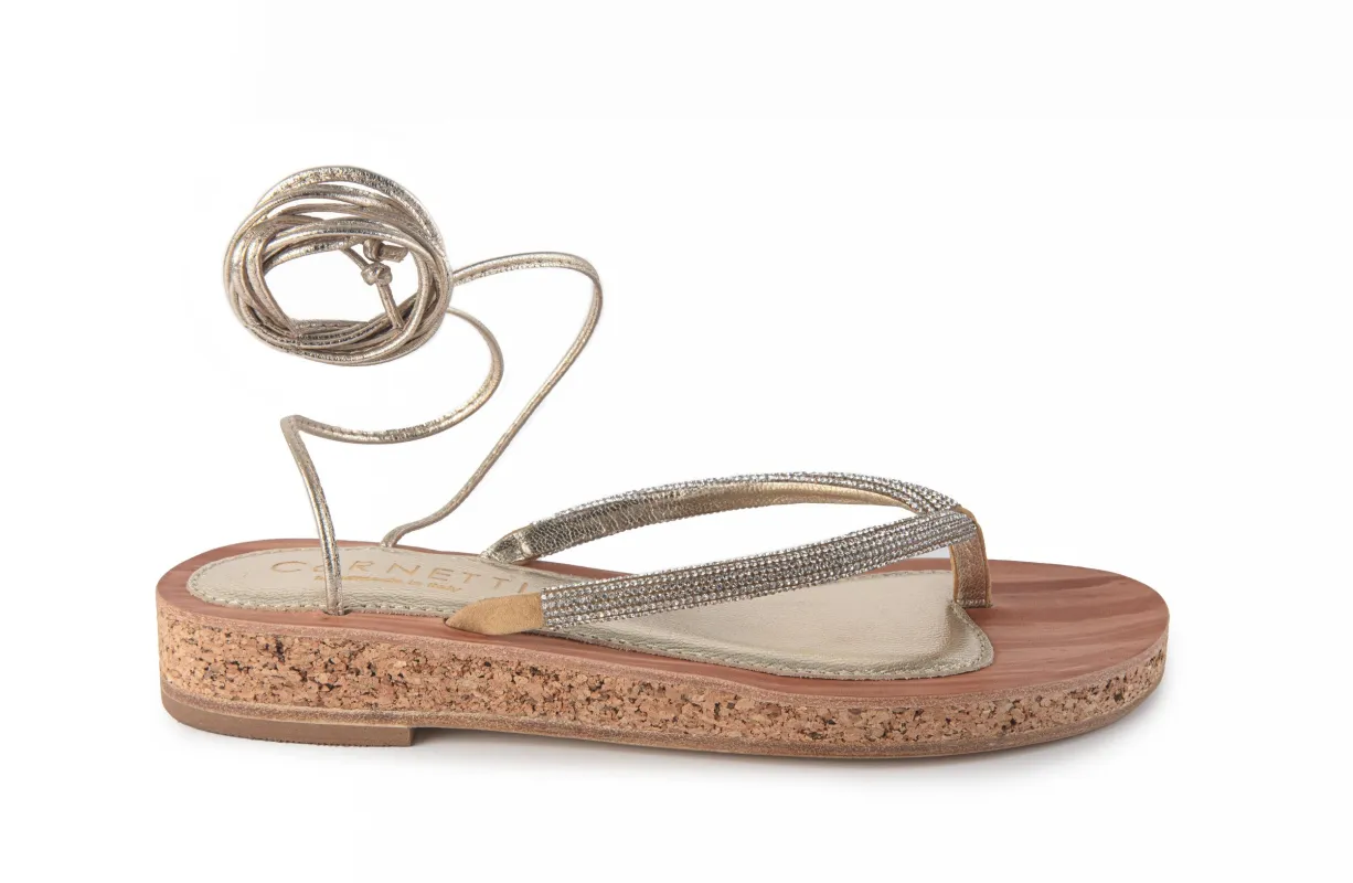 Cornetti - Monopoli Sughero Sandal - Clear/Cork Platform sold by Jessie Boutique