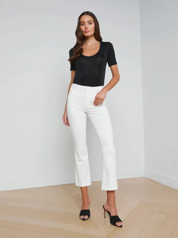 L’agence - Mira Cropped Micro Boot Jean - Blanc sold by Jessie Boutique