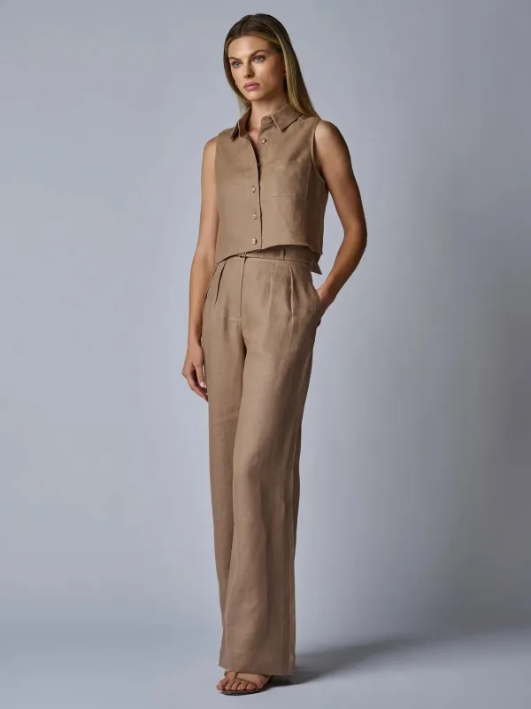 Hevron - Alina Pant - Taupe sold by Jessie Boutique