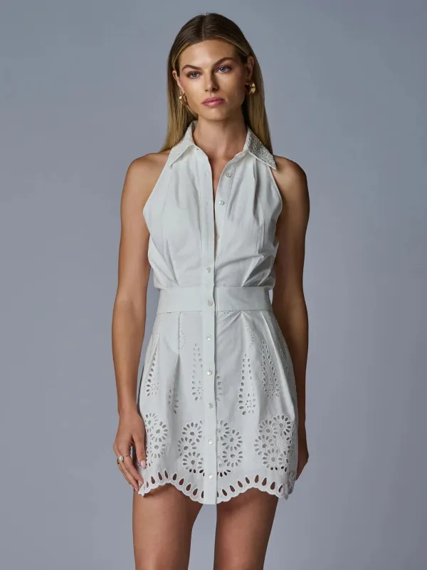 Hevron - Domino Dress - White sold by Jessie Boutique