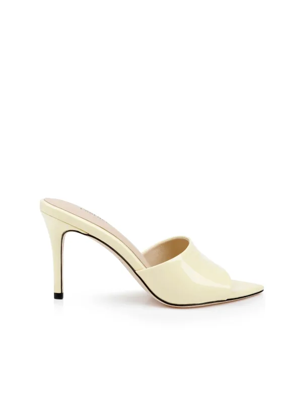 L’agence - Lolita Heel Sandal - Pale Yellow Patent made by L'AGENCE