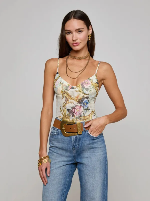 L’agence - Elowen Underwire Bodysuit - Vintage White Floral Baroque made by L'AGENCE