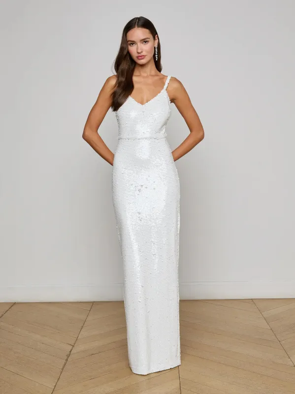 L'agence - Karma Sequin Maxi Dress - White Sequin sold by Jessie Boutique