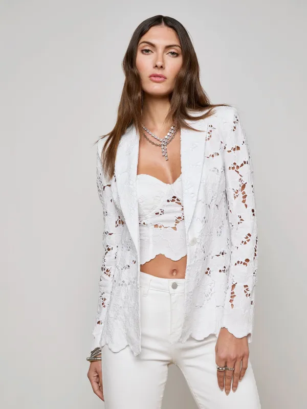 L’agence - Clementine Lace Blazer - White sold by Jessie Boutique
