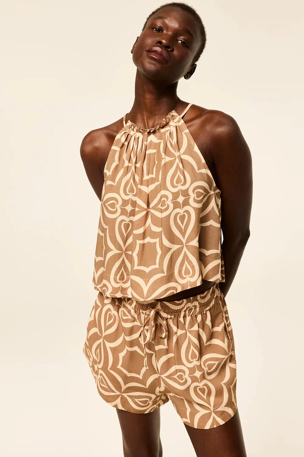 Misa - Edna Top - Caramel Mosaic sold by Jessie Boutique