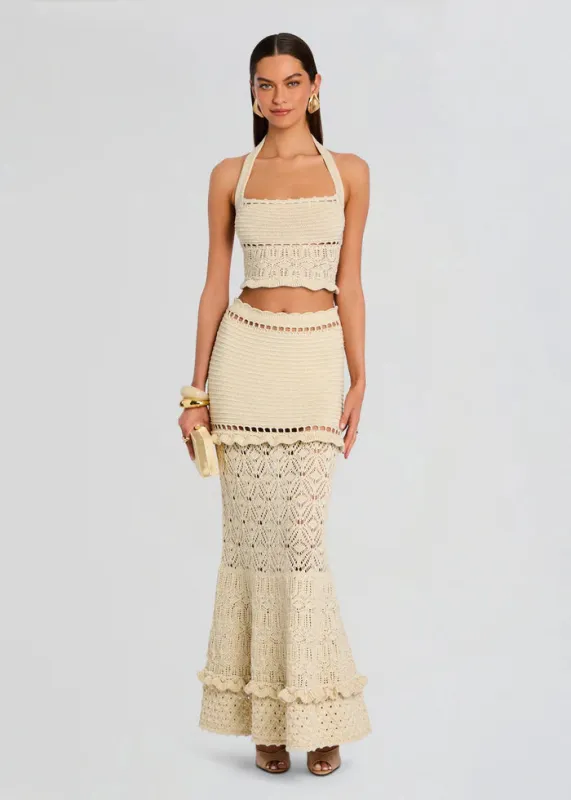 Retrofete - Magdalena Crochet Skirt - Ivory/Gold sold by Jessie Boutique