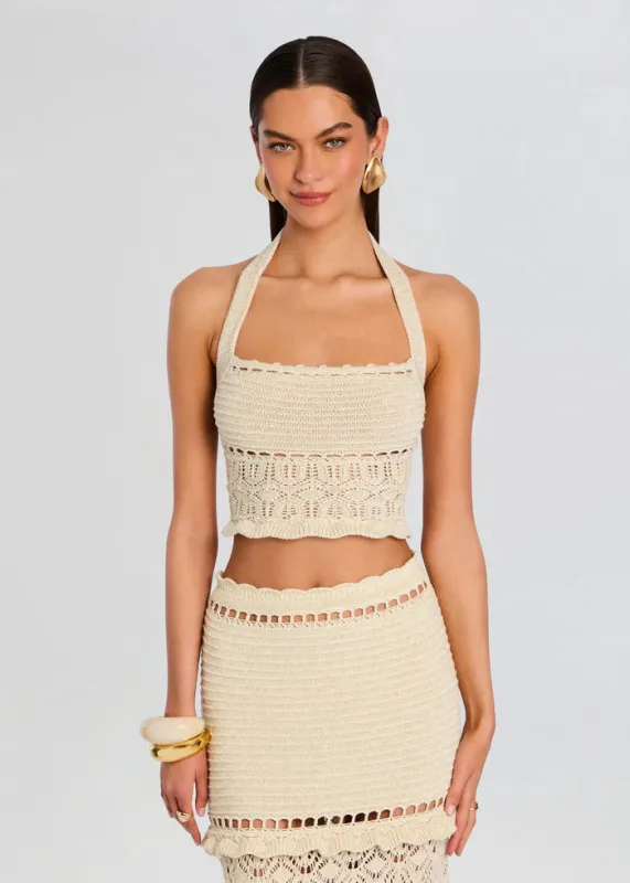 Retrofete - Soliana Crochet Top - Ivory/Gold sold by Jessie Boutique
