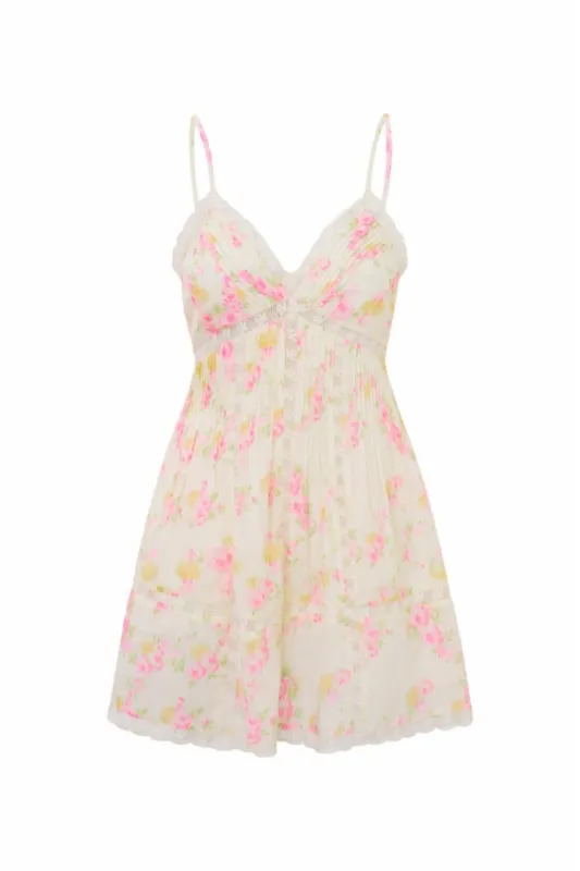 Loveshackfancy - Docila Heritage Cotton Mini Dress - White Peach sold by Jessie Boutique