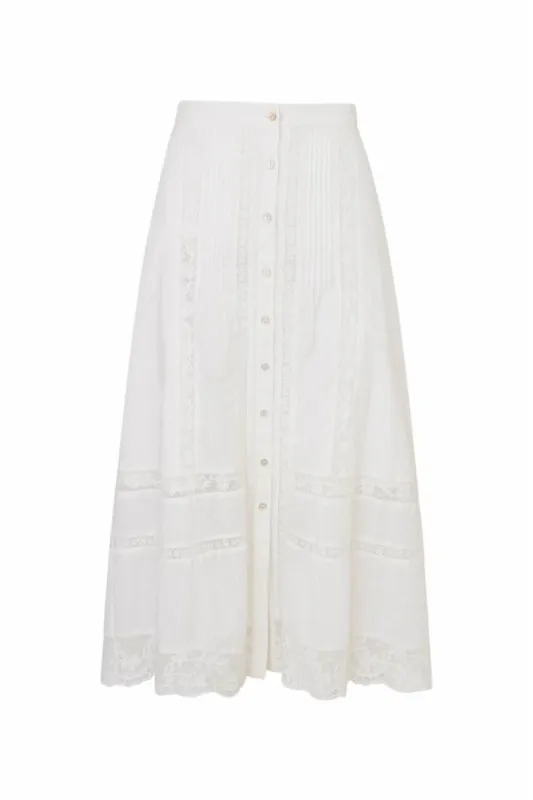 Loveshackfancy - Allesia Skirt - Optic White sold by Jessie Boutique
