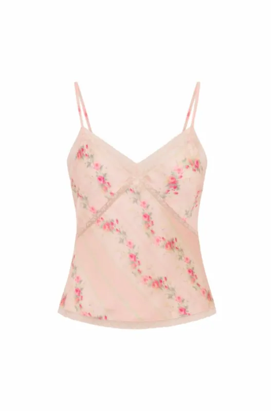 Loveshackfancy - Levall Satin Floral Top - Apricot Medley sold by Jessie Boutique