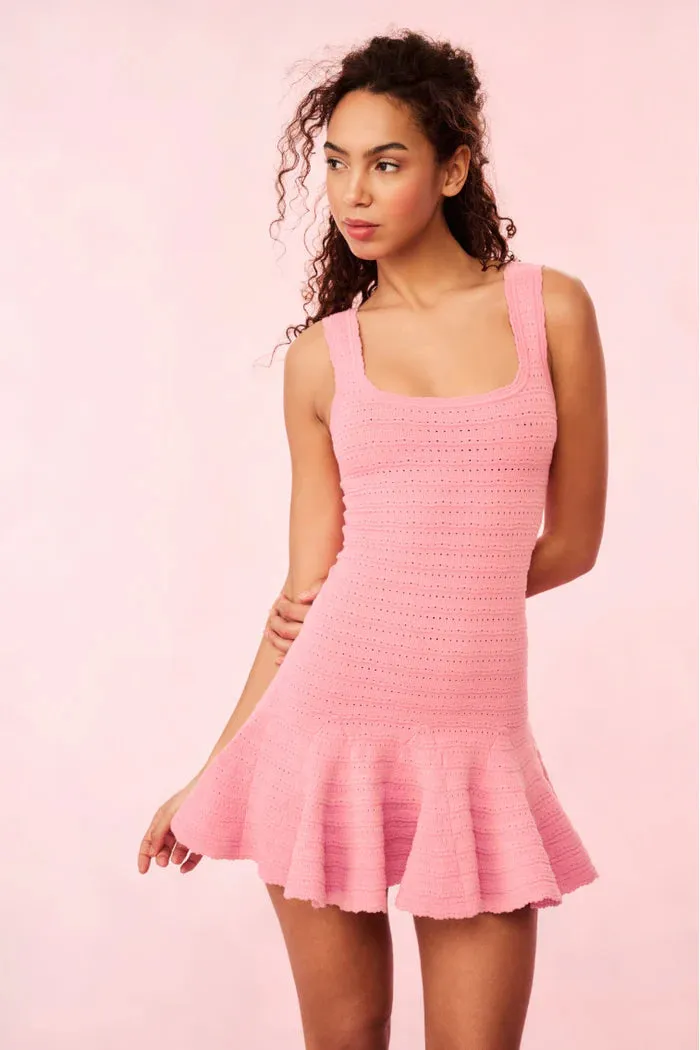 Loveshackfancy - Maryanne Knit Mini Dress - Sunset Pink sold by Jessie Boutique