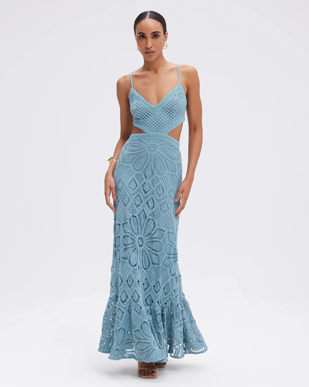 Patbo - Camila Coelho Crochet Midi Dress - Blue sold by Jessie Boutique