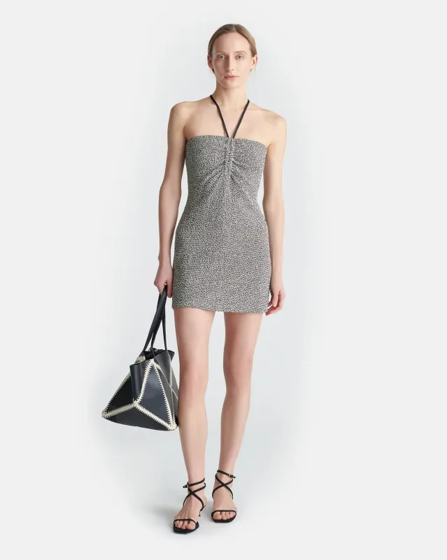 Nanushka - Rois Loopback Cotton Mini Dress-  Black/Cream made by Nanushka