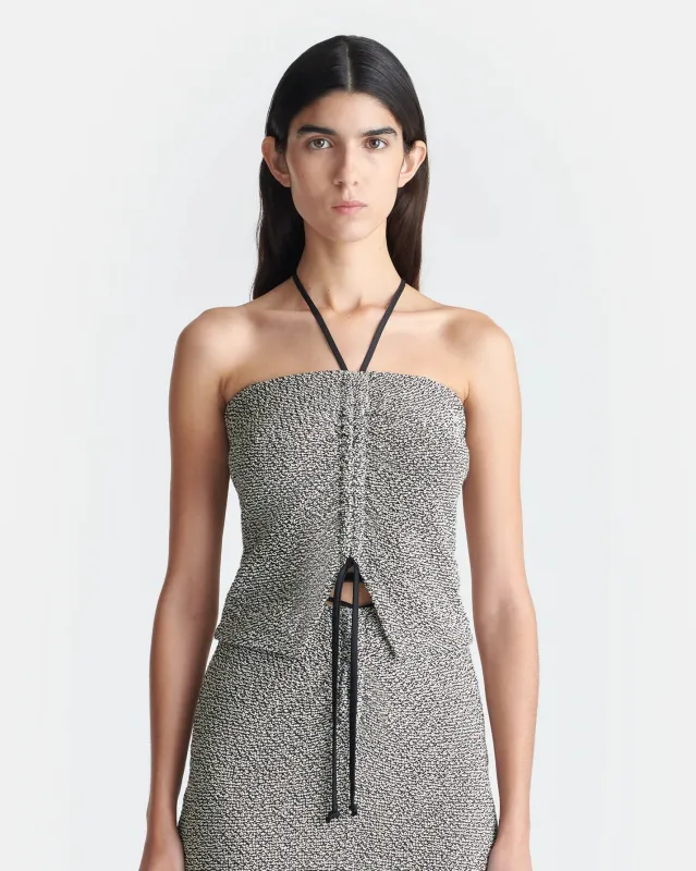 Nanushka - Soraia Loopback Cotton Top -  Black/Cream sold by Jessie Boutique