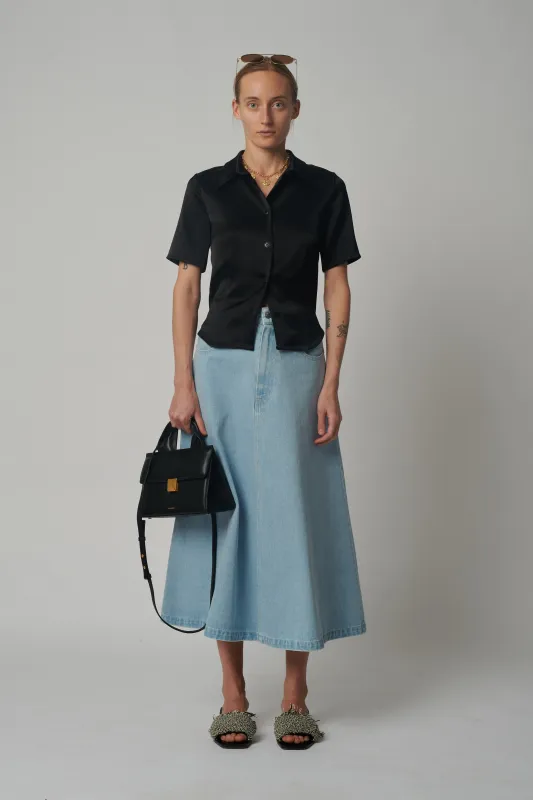 Nanushka - Clare Slip Satin Shirt - Black sold by Jessie Boutique