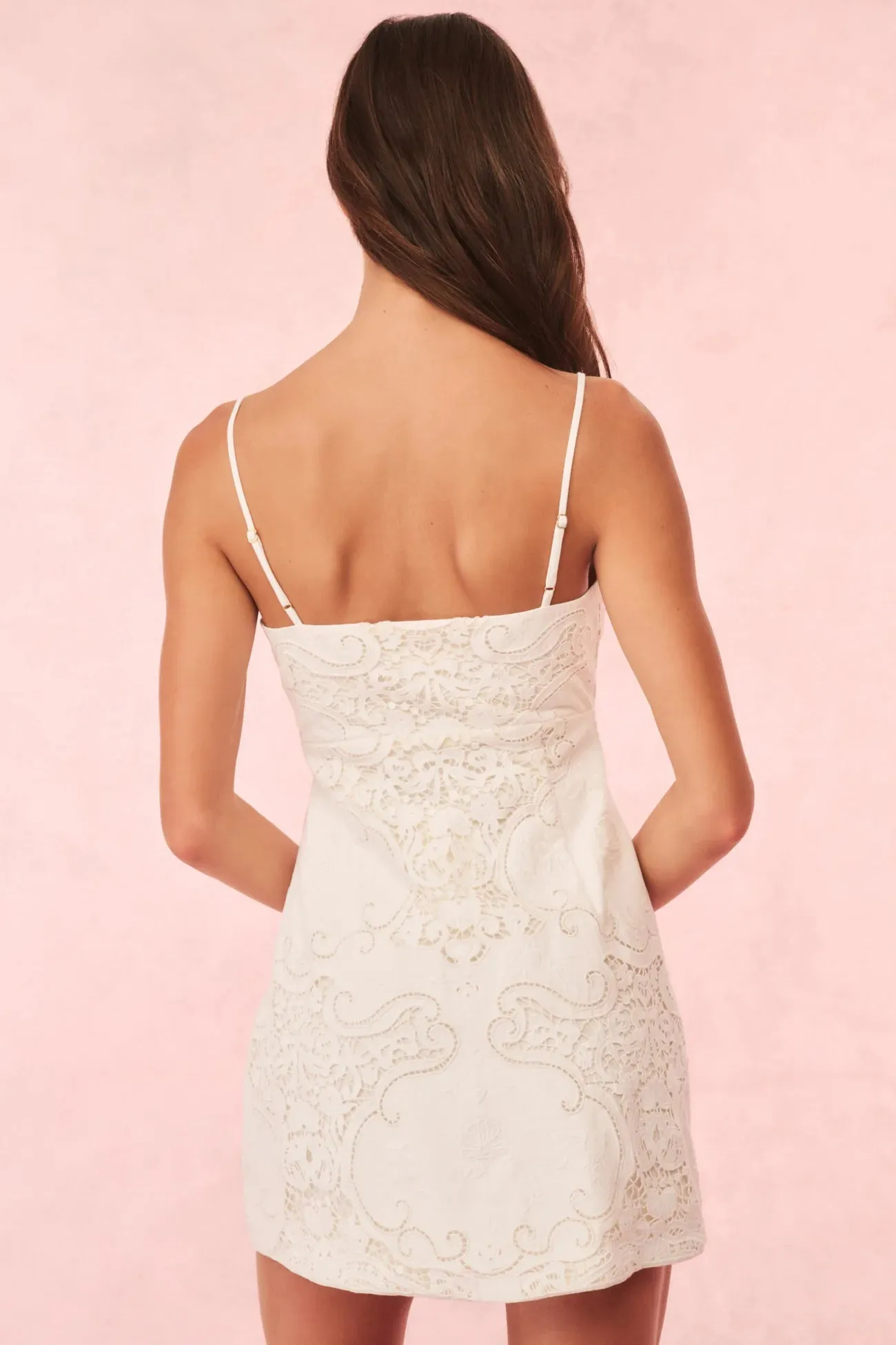 Loveshackfancy - Rosalisa Cotton Doiley Lace Mini Dress - Optic White sold by Jessie Boutique product image thumbnail 3