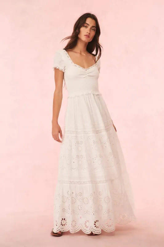 Loveshackfancy - Bisolet Eyelet Lace Maxi Dress - Optic White made by LoveShackFancy