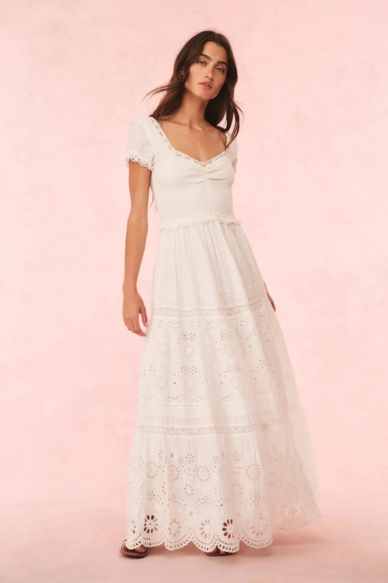 Loveshackfancy - Bisolet Eyelet Lace Maxi Dress - Optic White sold by Jessie Boutique