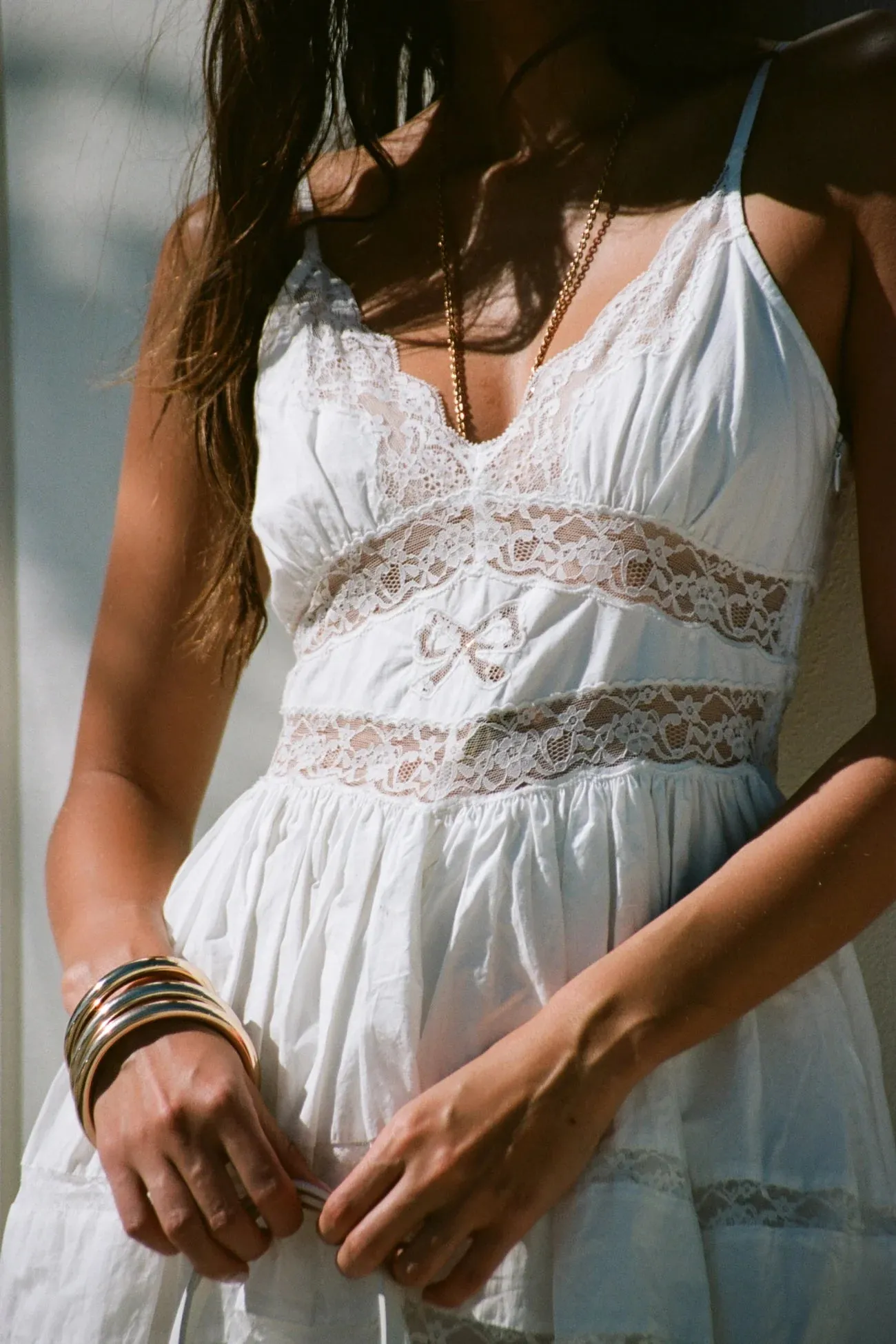 Loveshackfancy - Zima Cotton Lace Bow Mini Dress - Optic White sold by Jessie Boutique product image thumbnail 3