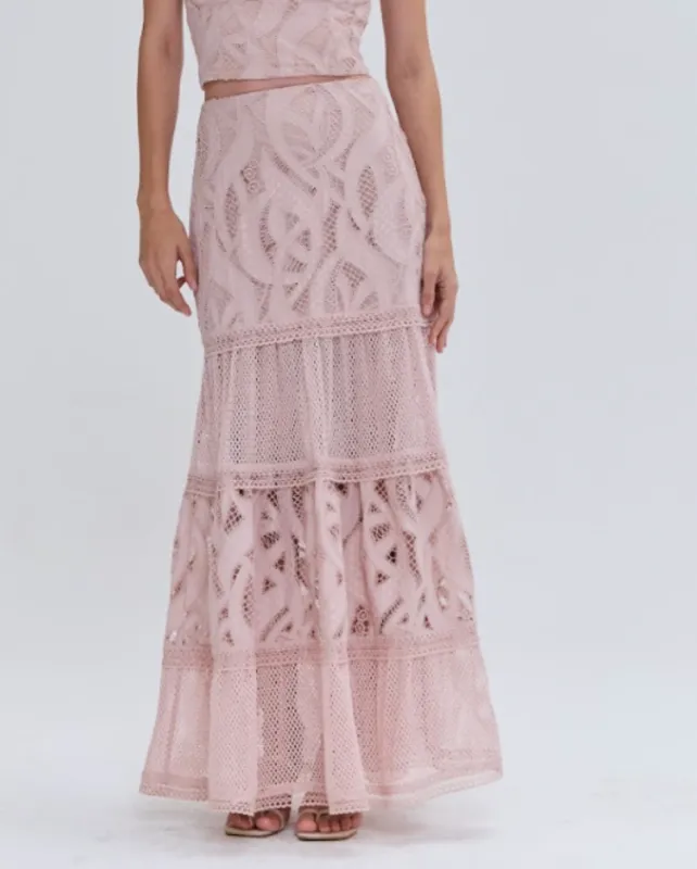 Patbo - Aura Lace Midi Skirt - Rose made by PatBO