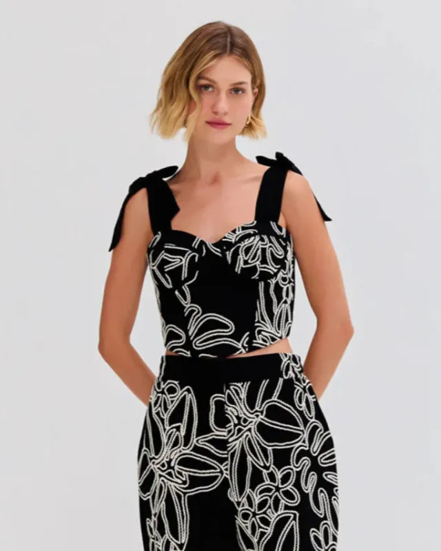 Patbo - Tasas Linen Lace Top - Black sold by Jessie Boutique