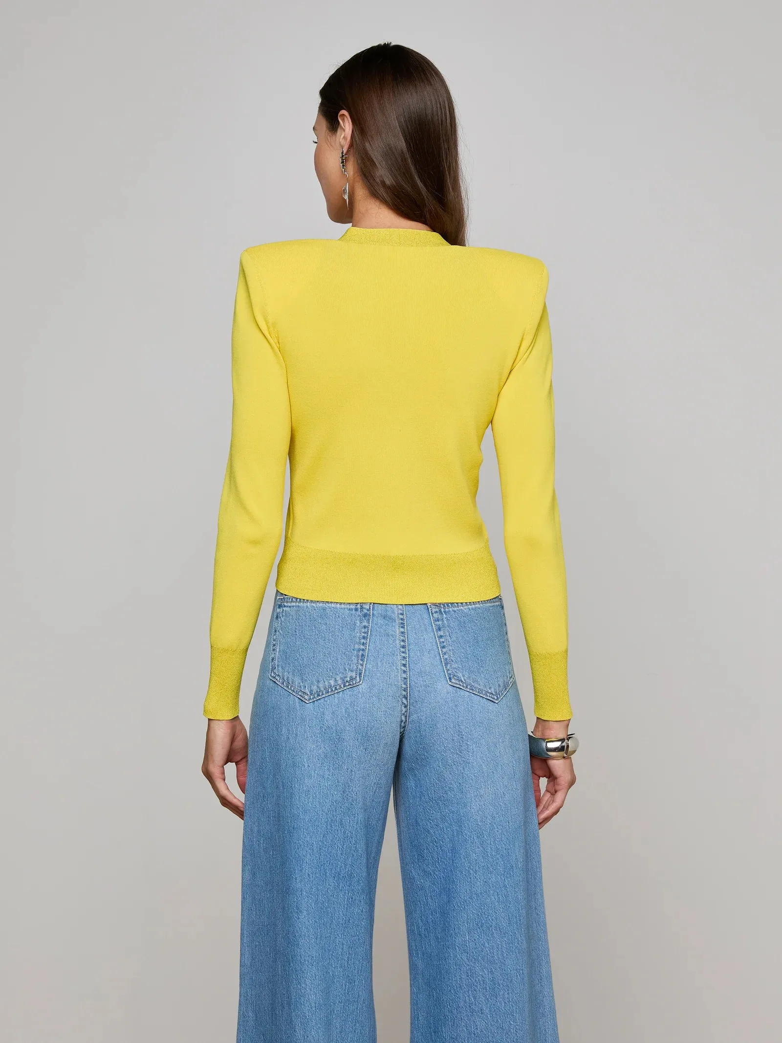 L'agence - Taya V-Neck Cardigan - Lemon Tonic/Nickel sold by Jessie Boutique product image thumbnail 2