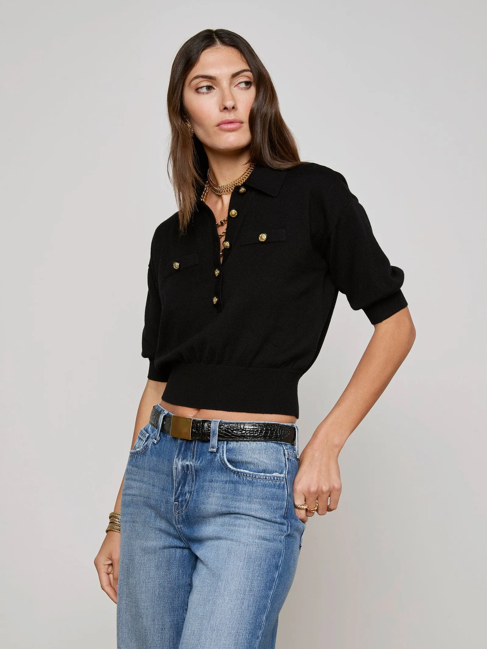 L'agence - Masaki Sweater - Black/Gold sold by Jessie Boutique product image thumbnail 2