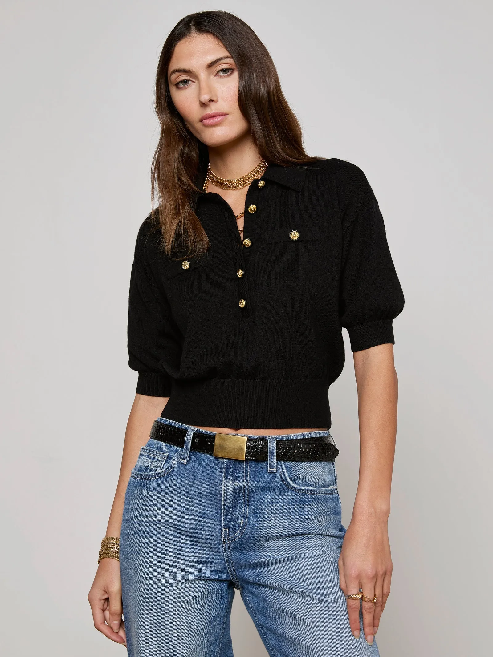 L'agence - Masaki Sweater - Black/Gold sold by Jessie Boutique