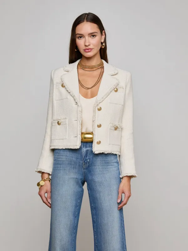L’agence - Sylvia Tweed Jacket - Ivory/Light Gold sold by Jessie Boutique