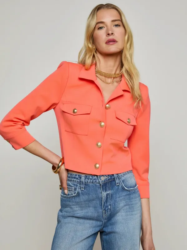 L’agence - Kumi Cropped Jacket - Electric Coral sold by Jessie Boutique