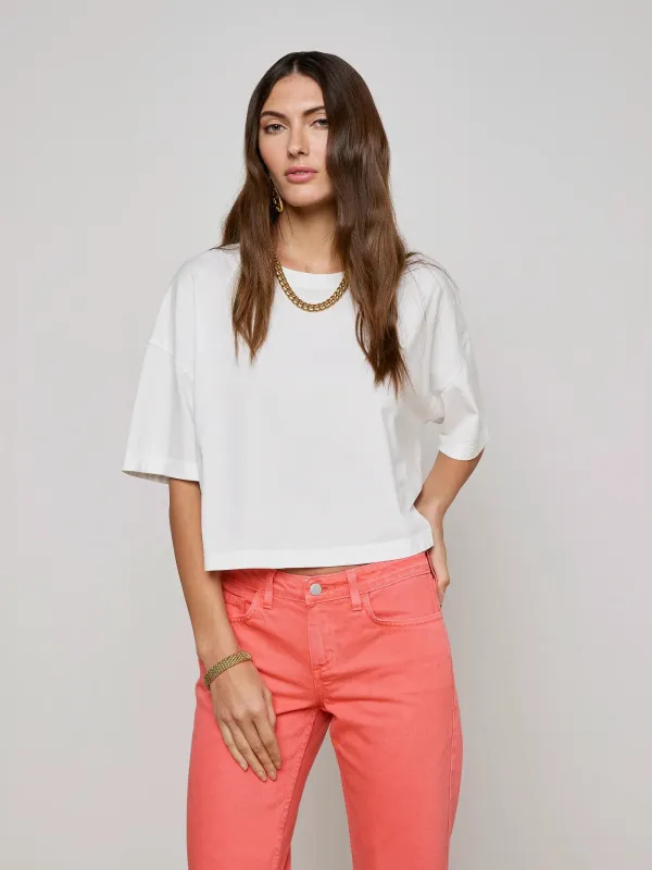 L'agence - Daria Oversized Cropped Tee - White sold by Jessie Boutique