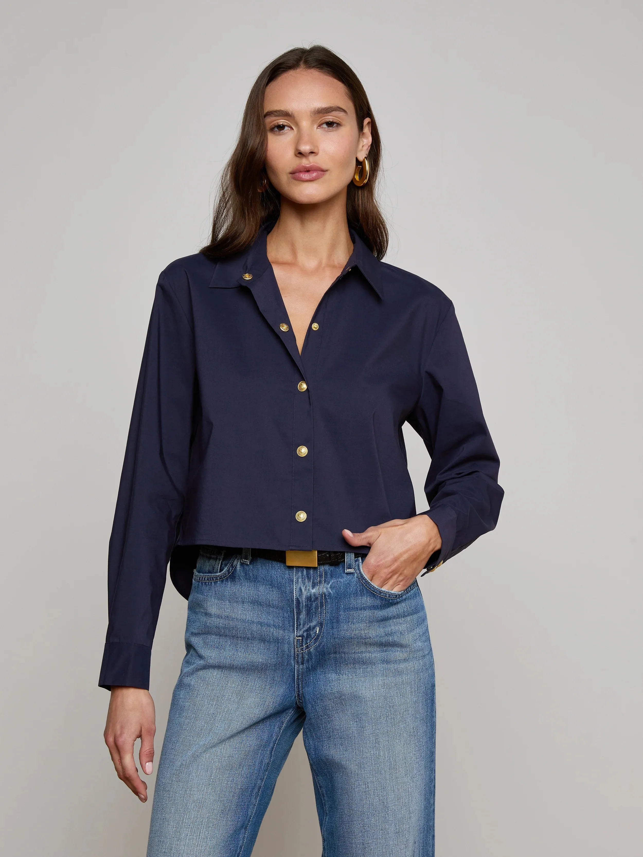 L'agence - Cosette Button-Down Shirt - Midnight sold by Jessie Boutique
