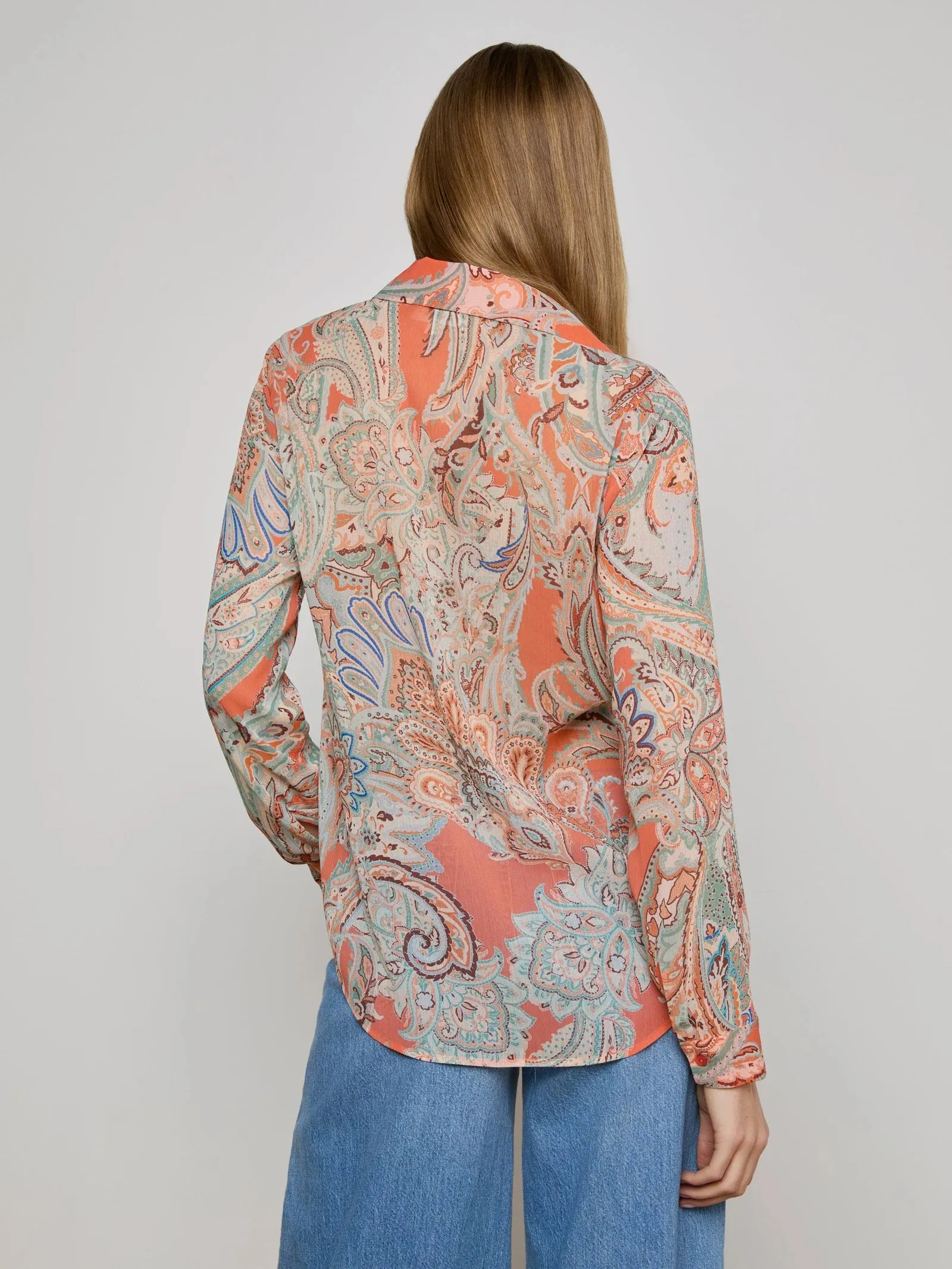 L'agence - Laurent Paisley Blouse - Orange/Light Blue Traditional Paisley sold by Jessie Boutique product image thumbnail 4