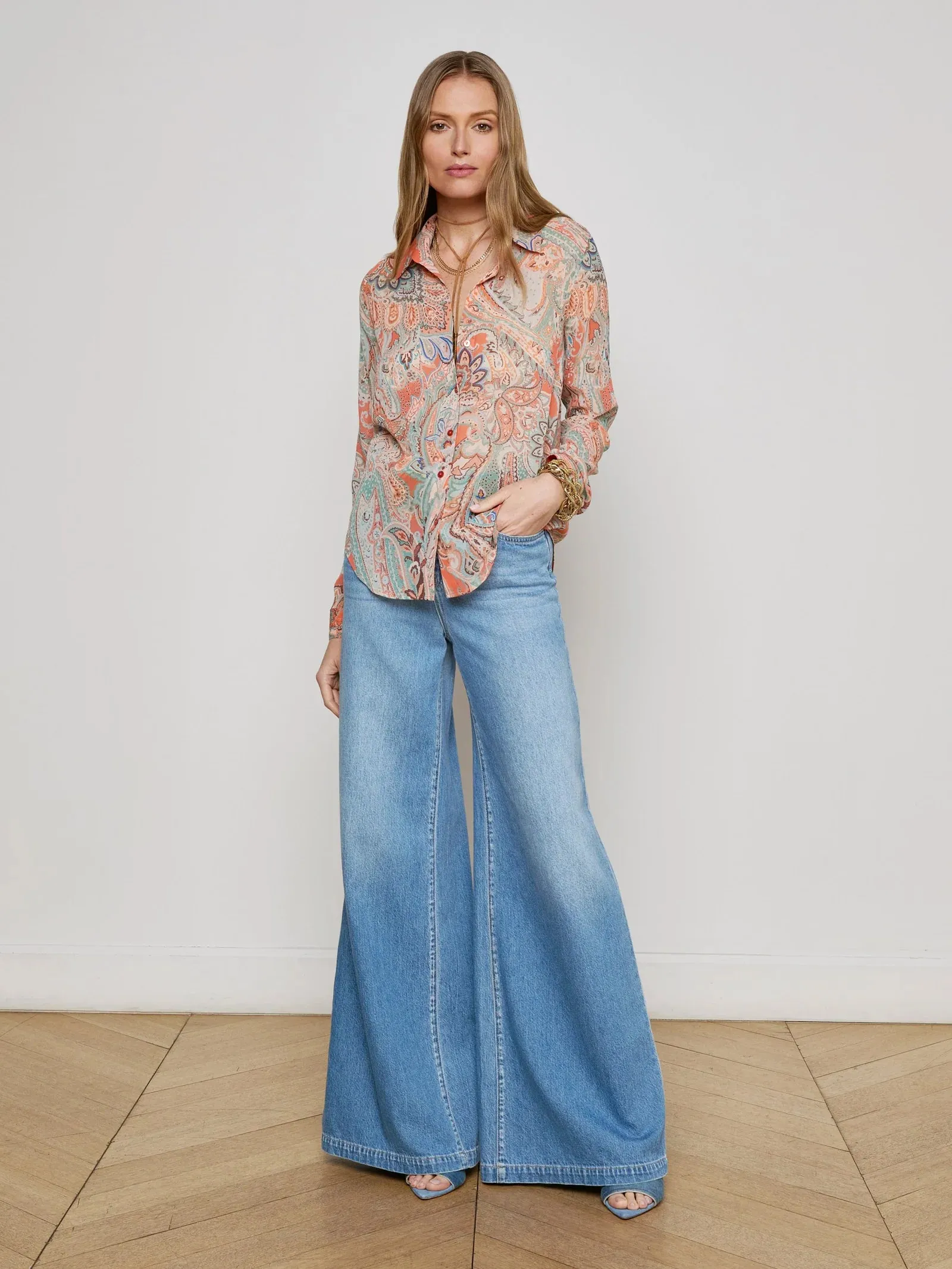 L'agence - Laurent Paisley Blouse - Orange/Light Blue Traditional Paisley sold by Jessie Boutique product image thumbnail 3