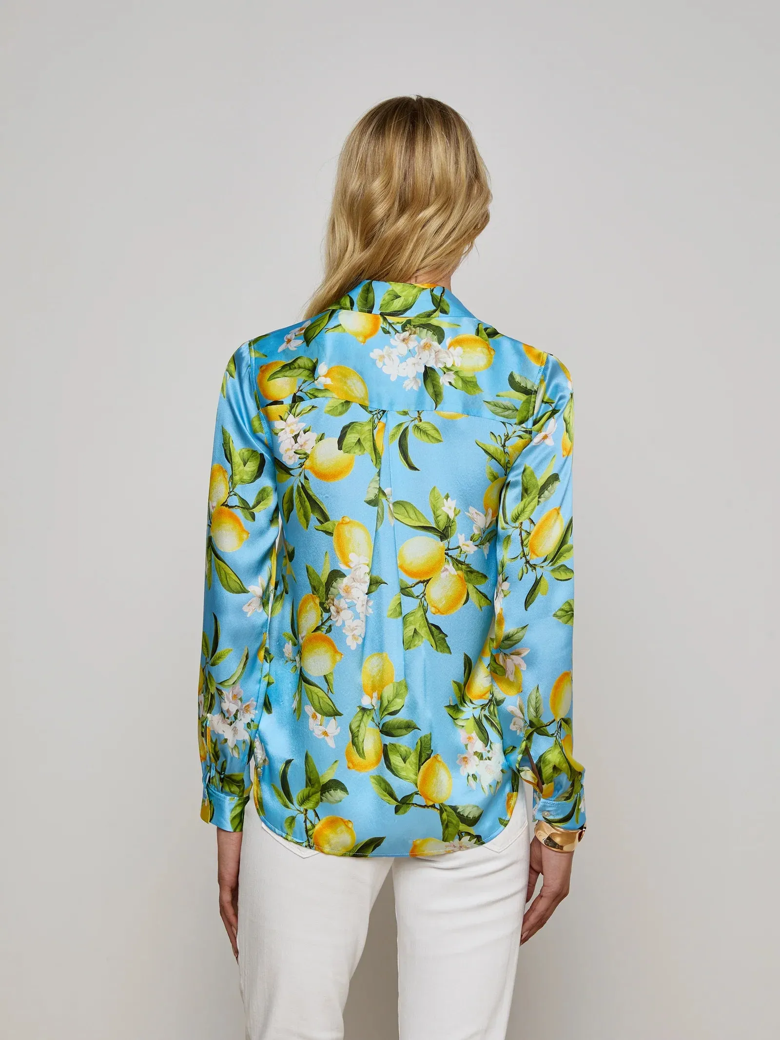 L'agence - Tyler Silk Blouse - Sky Blue/Yellow Floral Lemon sold by Jessie Boutique product image thumbnail 3