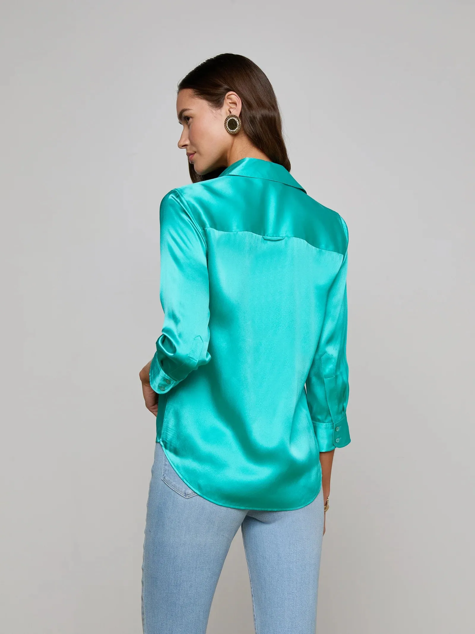 L'agence - Dani Silk Blouse - Pool Blue sold by Jessie Boutique product image thumbnail 4