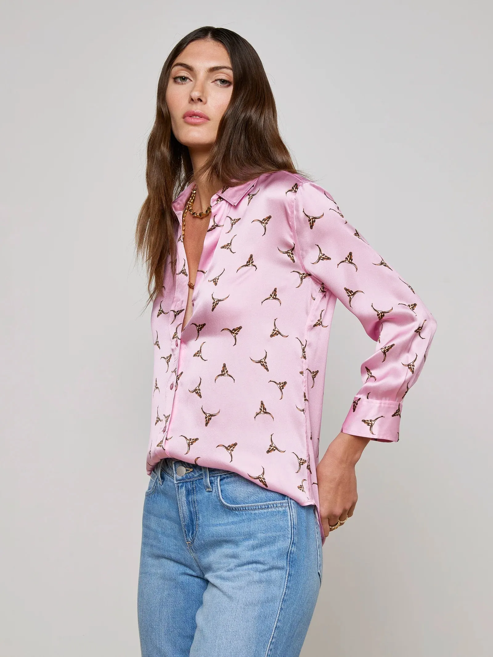 L'agence - Dani Silk Blouse - Blush/Bronze Bulls Head sold by Jessie Boutique product image thumbnail 2
