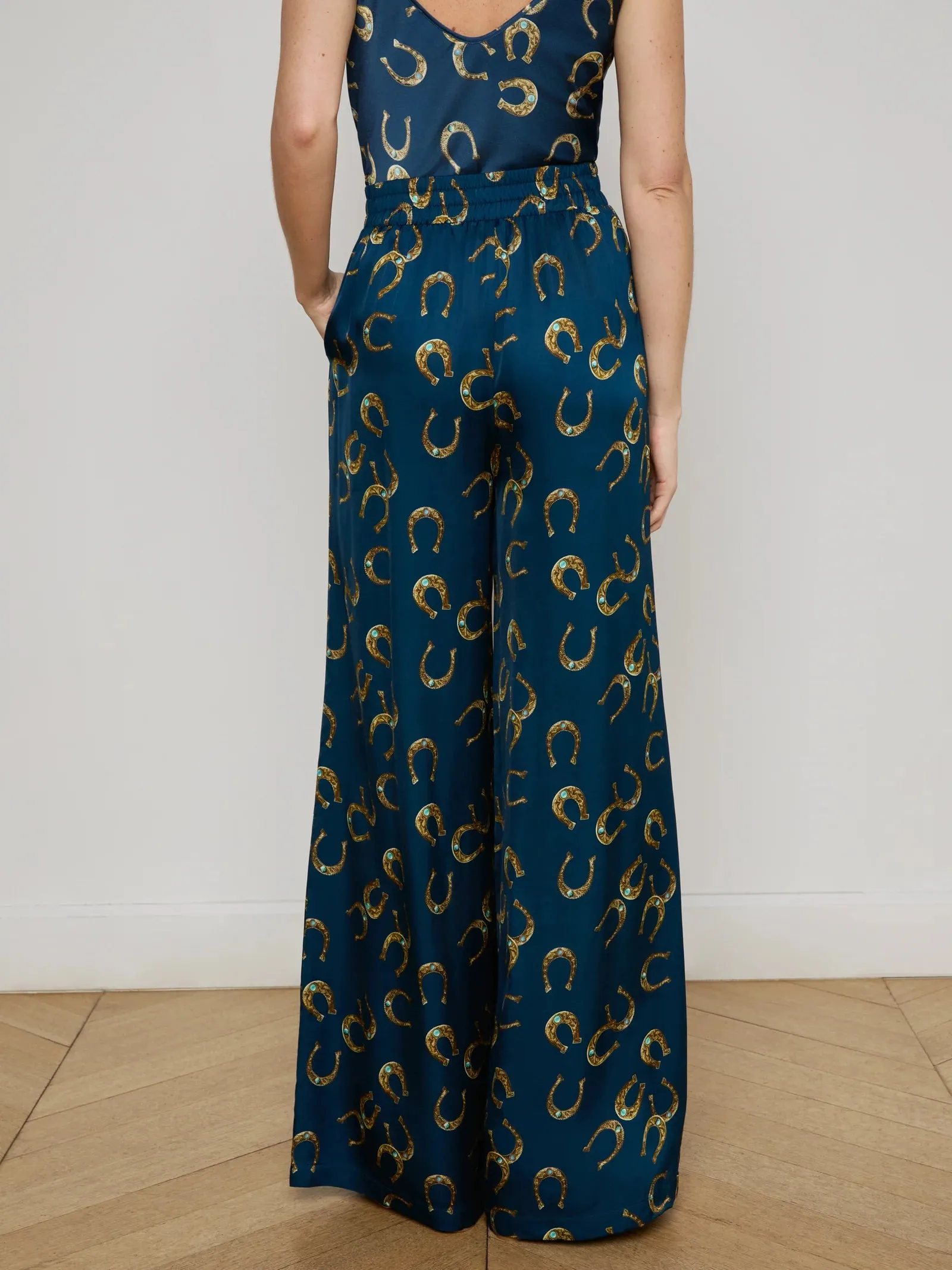 L'agence - Lillian Satin Wide-Leg Pant - Midnight Multi Horseshoe sold by Jessie Boutique product image thumbnail 3