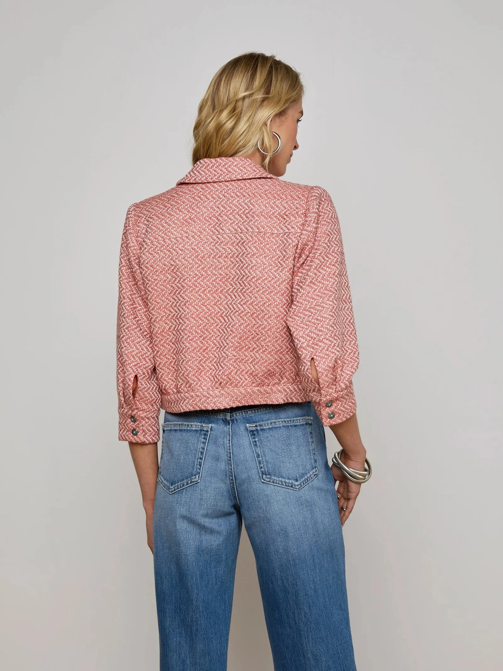 L’agence - Jia Tweed Jacket - Burnt Coral/Ivory sold by Jessie Boutique product image thumbnail 4