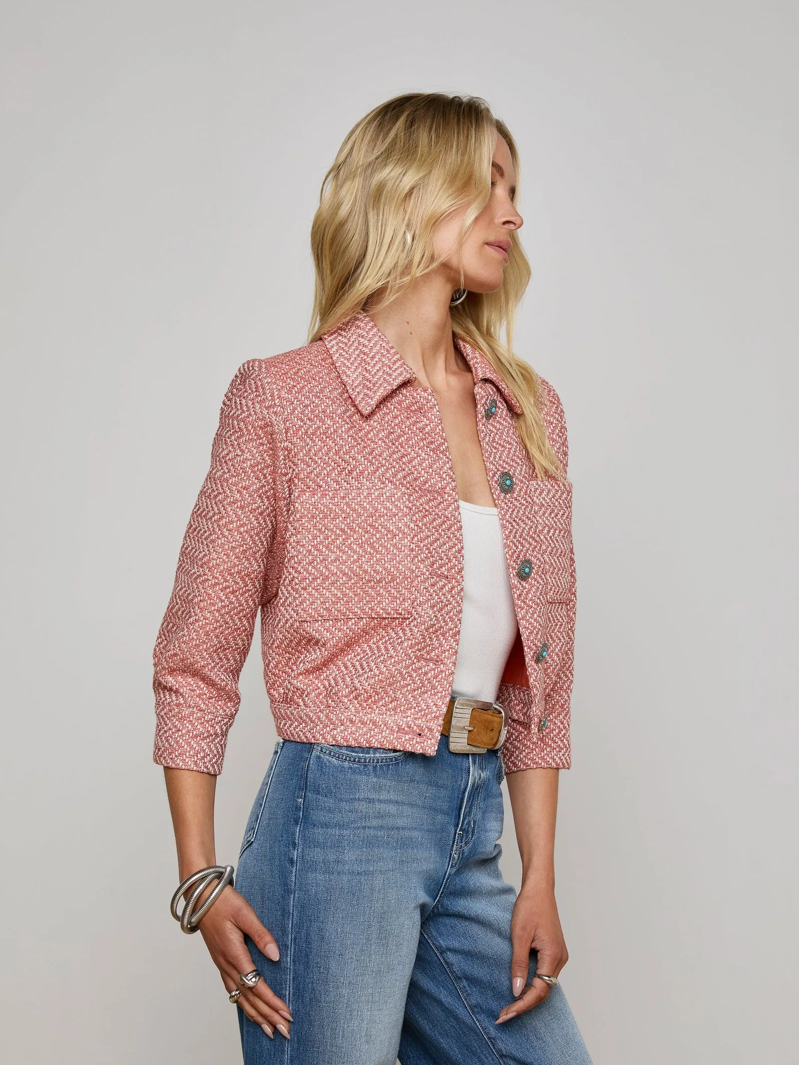 L’agence - Jia Tweed Jacket - Burnt Coral/Ivory sold by Jessie Boutique product image thumbnail 3