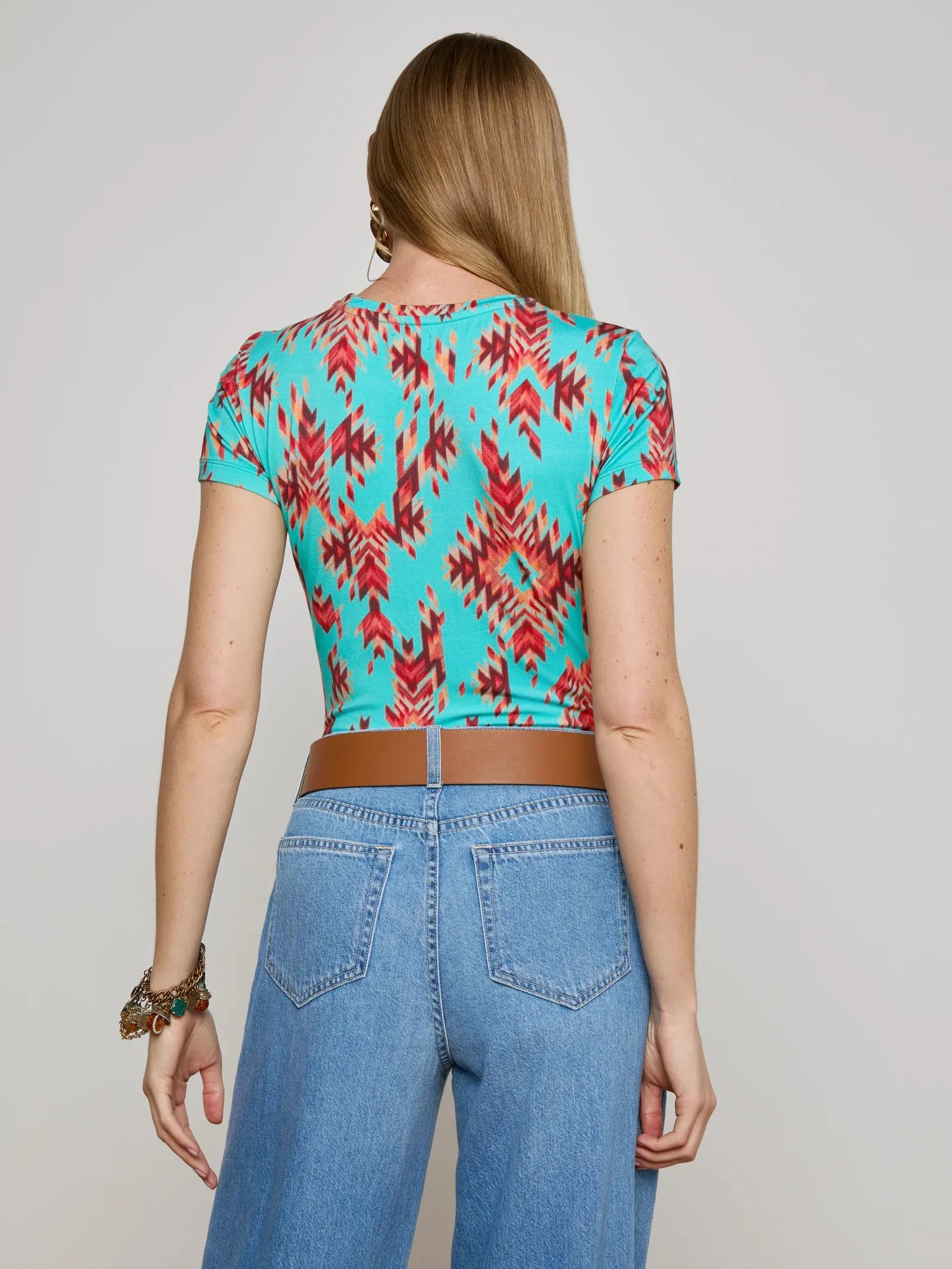 L'agence - Ressi Crew Neck - Pool Blue Multi Ganado Print sold by Jessie Boutique product image thumbnail 3