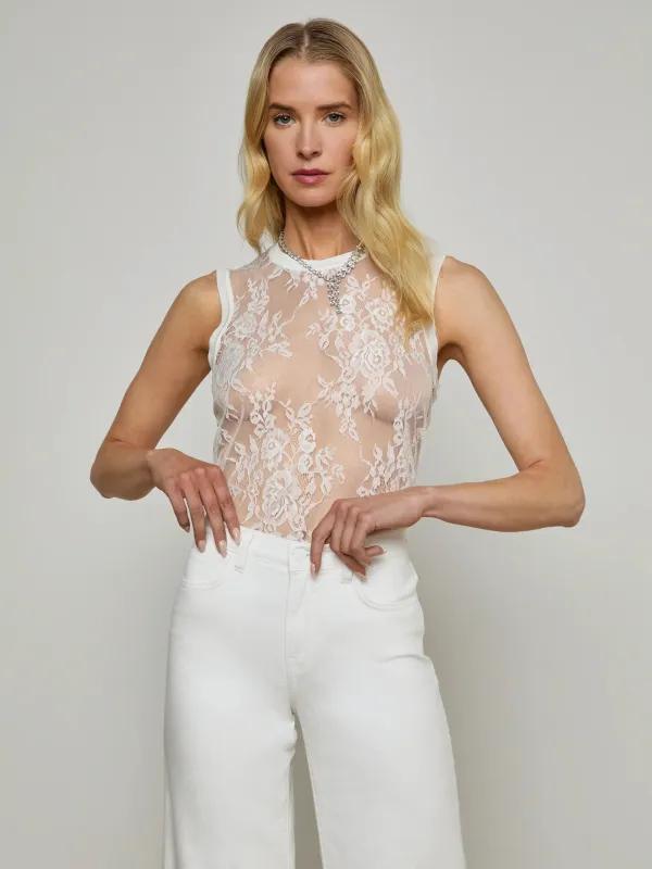 L’agence - Brax Floral Lace Tank - Ivory sold by Jessie Boutique