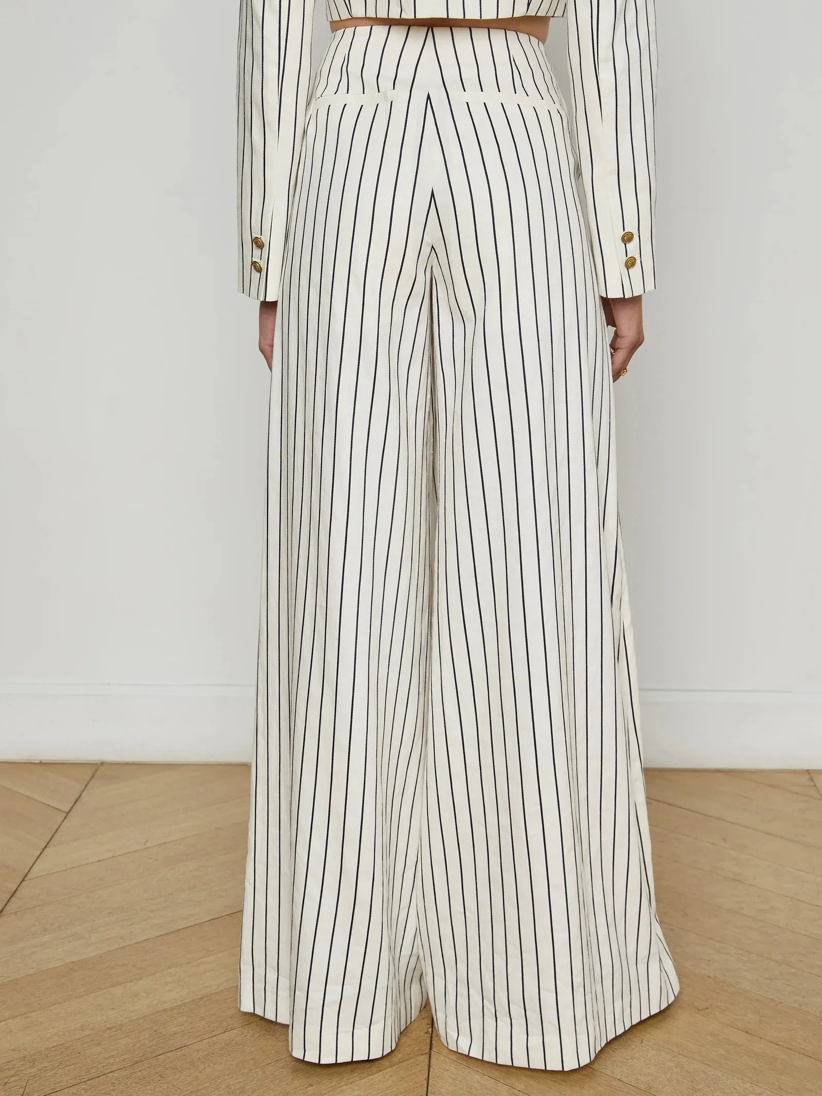 L'agence - Kingston Striped Wide-Leg Pant - Vintage White/Black Pinstripe sold by Jessie Boutique product image thumbnail 3