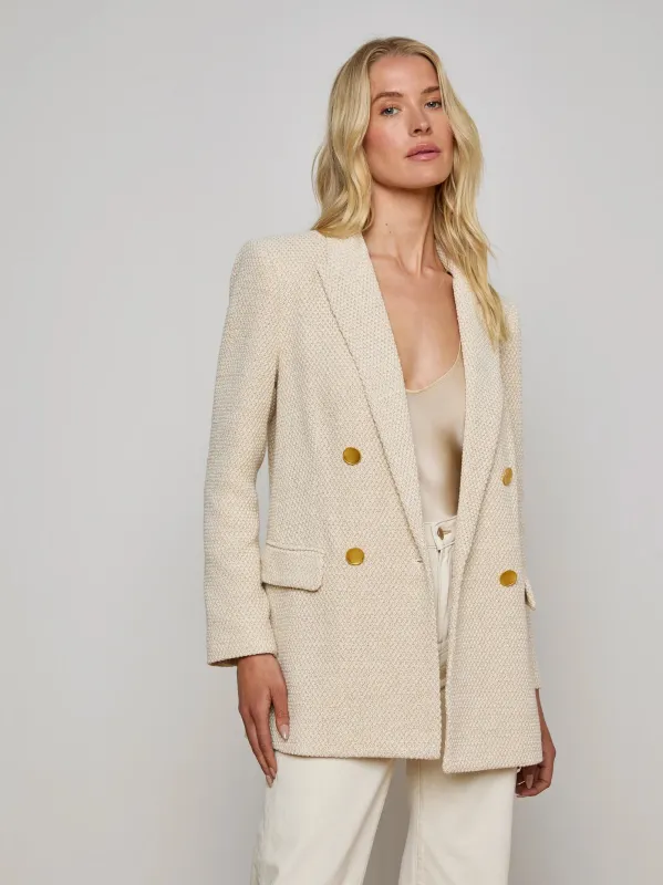 L’agence - Riva Oversized Knit Blazer - White/Ivory/Gold sold by Jessie Boutique