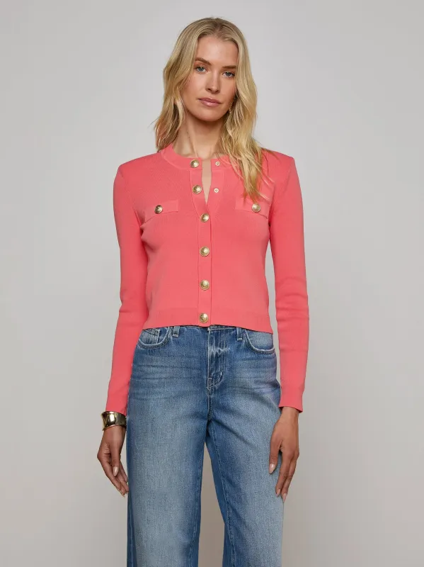 L’agence - Toulouse Cardigan - Coral Rose/Gold sold by Jessie Boutique