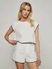 L’agence - Ilana Linen-Blend Top - White/Black sold by Jessie Boutique