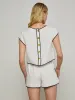 L’agence - Ilana Linen-Blend Top - White/Black sold by Jessie Boutique